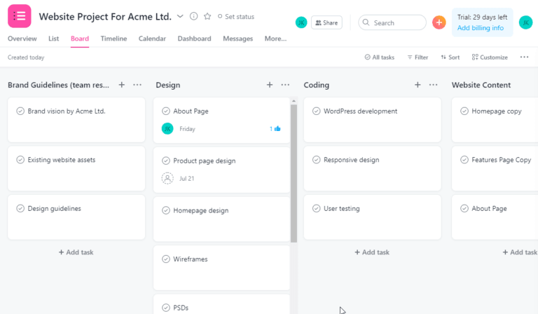 Asana for personal use - Assigning cards